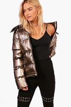 Boohoo Karina Metallic Padded Coat