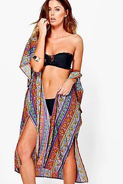 Boohoo Leah Multi Paisley Beach Kimono