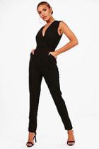 Boohoo Theresa Wrap Front Skinny Leg Jumpsuit