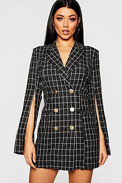 Boohoo Button Front Split Sleeve Blazer Dress