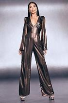 Boohoo Premium Foiled Satin Cape Sleeve Wide Leg Jumpsuit