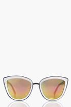 Boohoo Connie Revo Lense White Cat Eye Sunglasses White