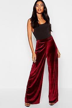 Boohoo Velvet Wide Leg Trousers