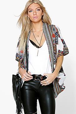 Boohoo Sarah Scarf Print Kimono