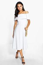 Boohoo Ana Off Shoulder Oversized Midi Skater Dress