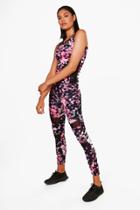 Boohoo Libby Fit Printed Mesh Running Legging Pink