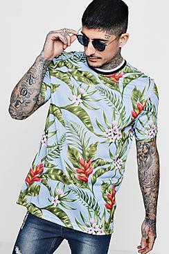 Boohoo Floral Sublimation T-shirt With Sports Rib