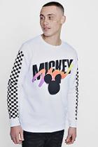 Boohoo Disney Mickey Sweater With Checkerboard Sleeve