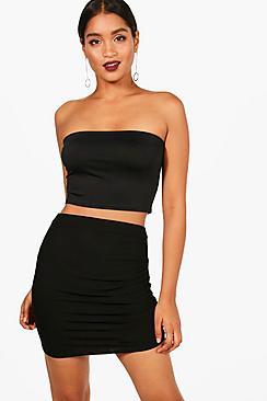 Boohoo Crepe Rouched Side Mini Skirt