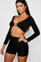 Boohoo Maisie Slinky Buckle Long Sleeve Crop