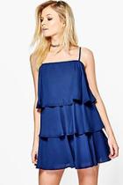 Boohoo Petite Juliette Ruffle Tiered Swing Dress