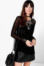 Boohoo Kate Pleated Crochet Trim Blouse