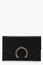 Boohoo Large Ring Clutch And Chain