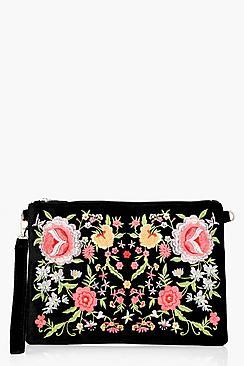 Boohoo Hannah All Over Embroidered Clutch