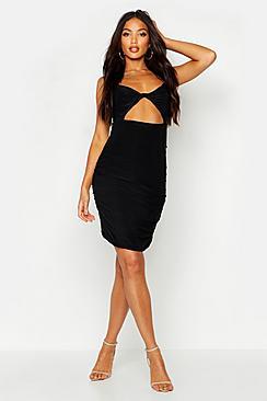 Boohoo Slinky Twist Ruched Mini Dress