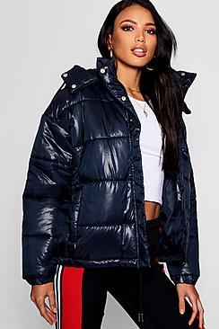 Boohoo Hooded Cire Puffer Jacket