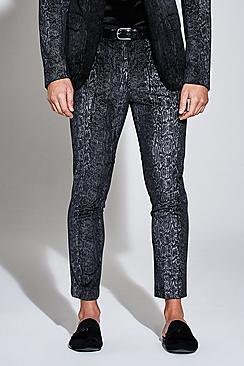 Boohoo Premium Skinny Snakeskin Velour Cropped Trouser