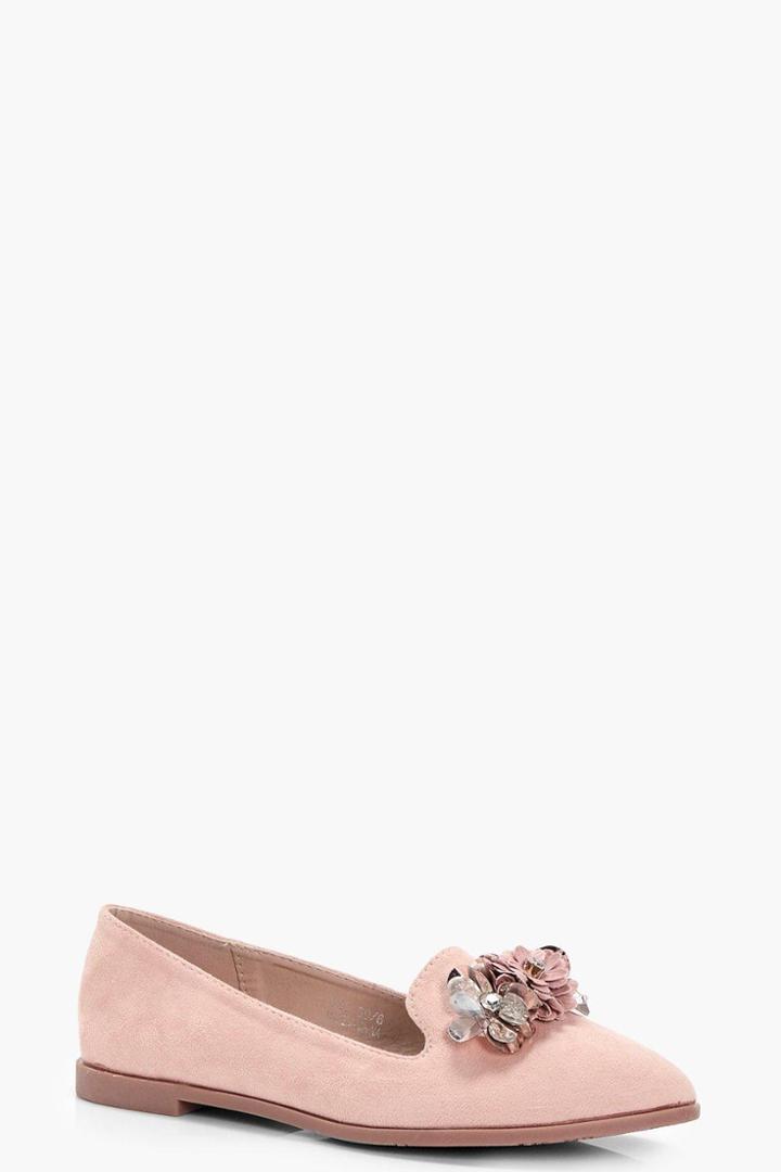Boohoo Wendy Embellished Slipper Ballet Blush