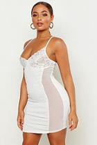 Boohoo Lace Cup Mini Dress With Mesh Side Panels