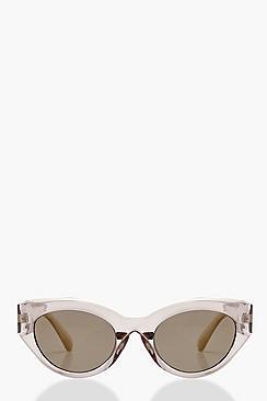 Boohoo Clear Black Oval Retro Sunglasses