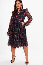 Boohoo Plus Katie Floral Ruffle Woven Midi Dress