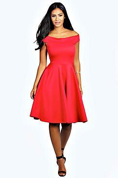 Boohoo Kim Off The Shoulder Midi Dress