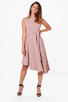 Boohoo Poppy Asymmetric Formal Midi Skater Dress