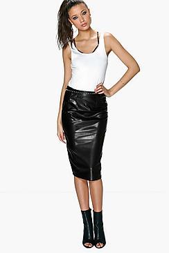 Boohoo Tall Skye Pu Midi Skirt