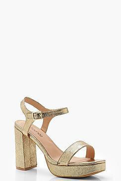 Boohoo Wide Fit Metallic Platform Two Part Heels