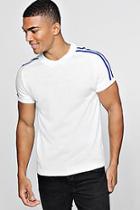 Boohoo Muscle Fit Knitted Raglan Polo With Shoulder Stripe