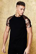 Boohoo Raglan T-shirt With Metallic Raglan Sleeves