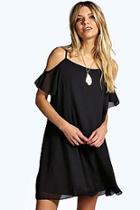 Boohoo Arrabella Open Soulder Woven Swing Dress