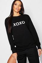 Boohoo Xoxo Slogan Boyfriend Sweater