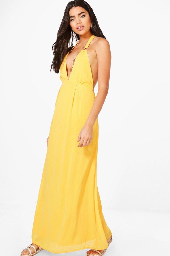 Boohoo Sadie Eyelet Strappy Back Maxi Dress Freesia