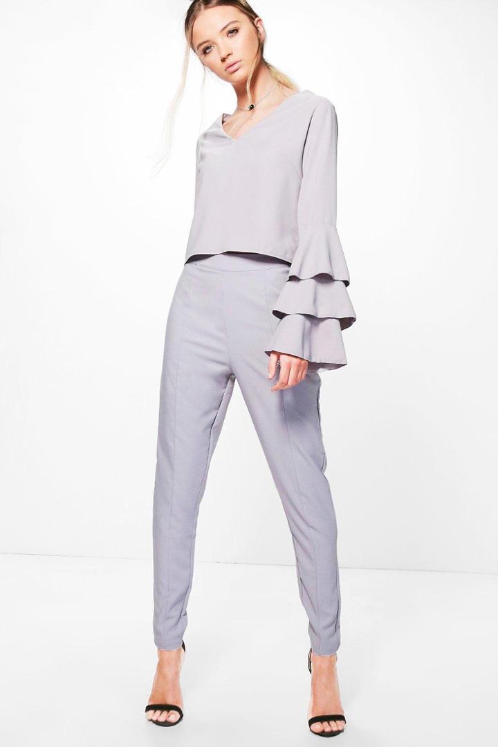 Boohoo Vanessa Woven Skinny Trouser Grey