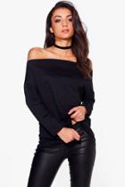 Boohoo Tall Nola Off The Shoulder Jumper Black