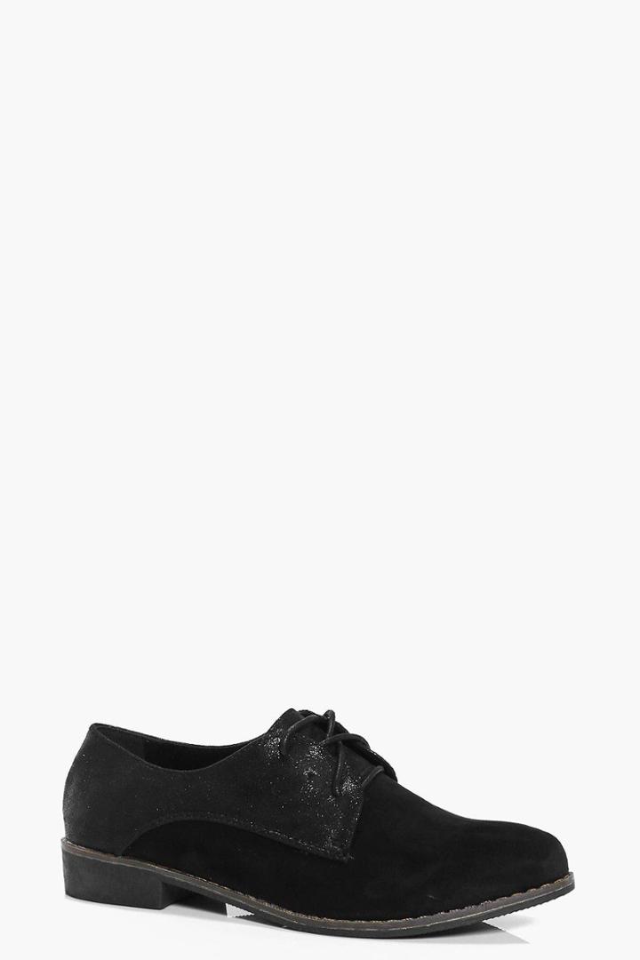 Boohoo Megan Lace Up Brogue Black