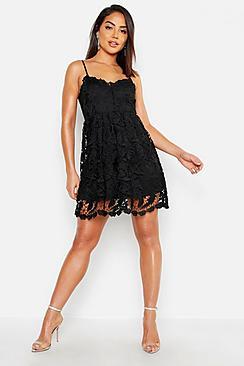 Boohoo Premium Lace Skater Dress