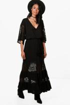 Boohoo Ahlai Lace Panelled Maxi Dress Black