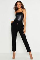 Boohoo Tall Tie Front Button Tapered Trouser