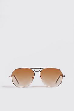 Boohoo Orange Tint Gold Frame Aviator