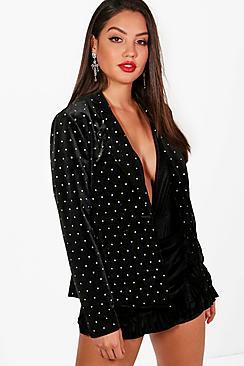 Boohoo Jessica Boutique Glitter Spot Velvet Blazer