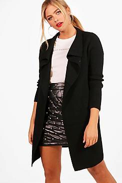 Boohoo Leah Zip Pocket Waterfall Cardigan