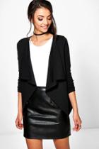 Boohoo Tall Rosie Waterfall Textured Kimono Black