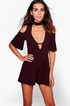 Boohoo Lois Cold Shoulder Choker Style Playsuit