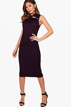 Boohoo Maya Oriental Jacquard Bodycon Midi Dress