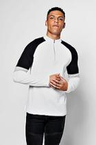 Boohoo Zip Collared Long Sleeve Colour Block T-shirt