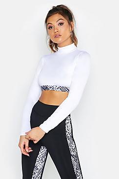 Boohoo Fit Snake Print High Neck Gym Top