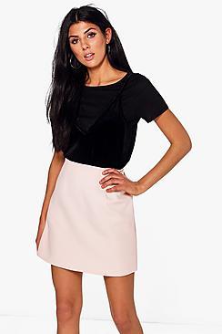 Boohoo Textured Woven A Line Mini Skirt