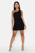 Boohoo One Shoulder Belted Bodycon Dress